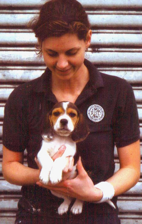 Artist with puppy Brando
