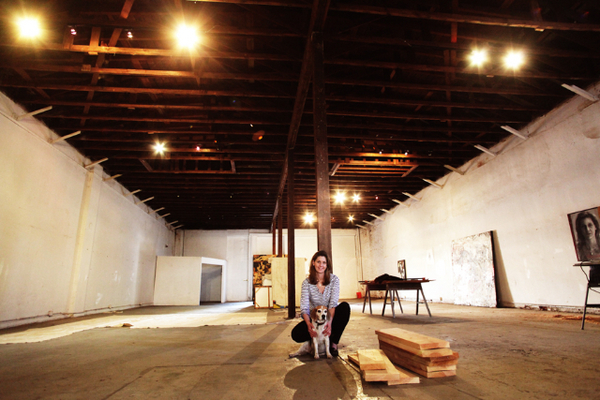 Artist in front room of studio