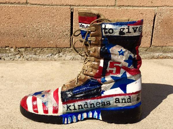 'Footsteps to Freedom'
Hand painted war torn boot for traveling exhibit.