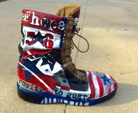 'Footsteps to Freedom'
Hand painted war torn boot for traveling exhibit.